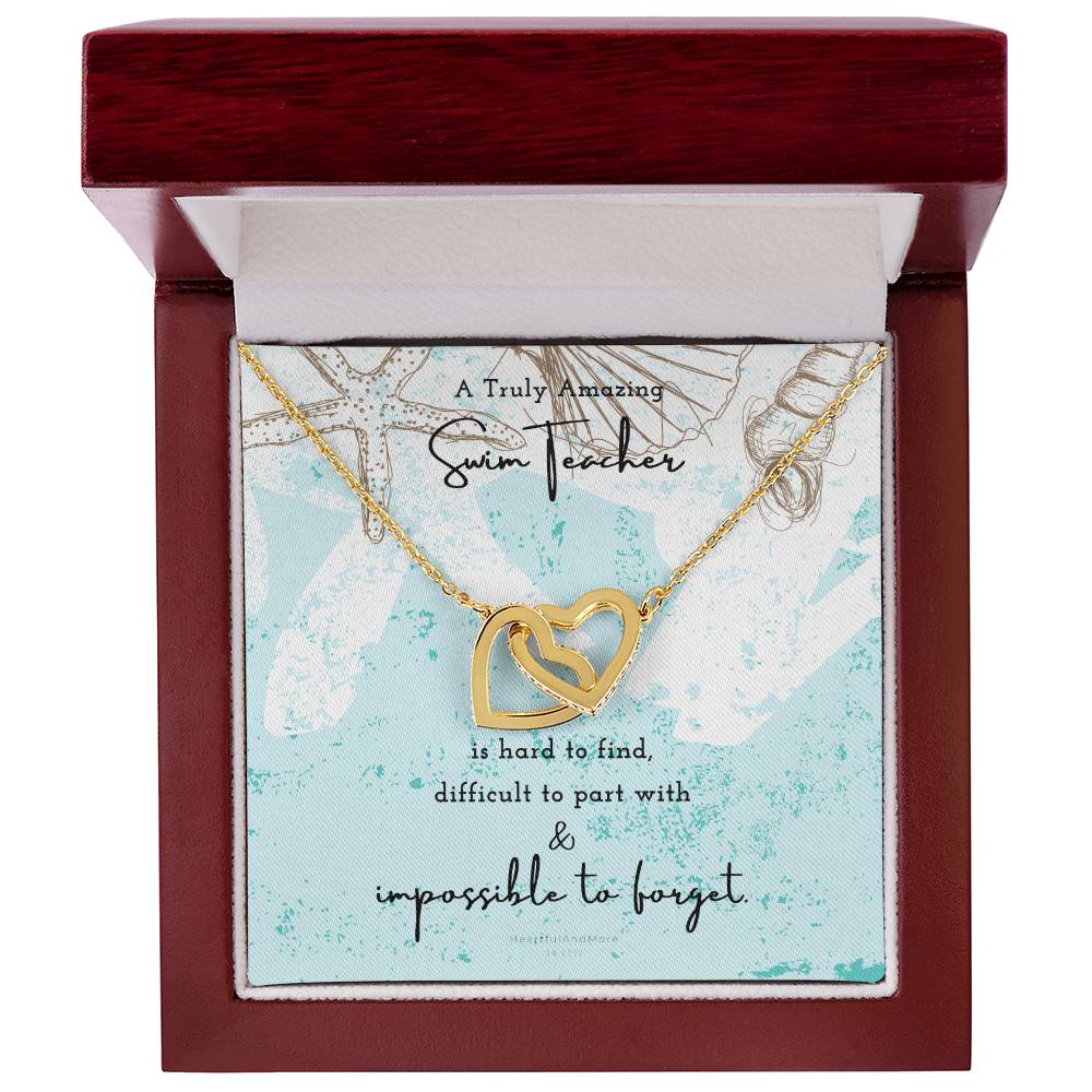 Gift For Swim Teacher Swim Teacher Appreciation Gift A Truly Amazing Swim Teacher Gift Interlocking Hearts Necklace