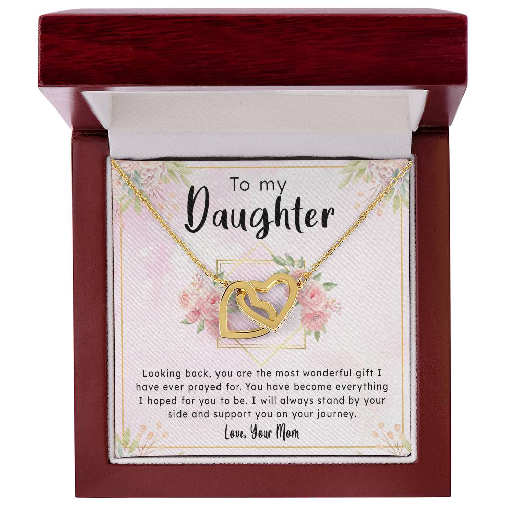 Gift To Daughter From Mom - Always By Your Side Interlocking Hearts Necklace