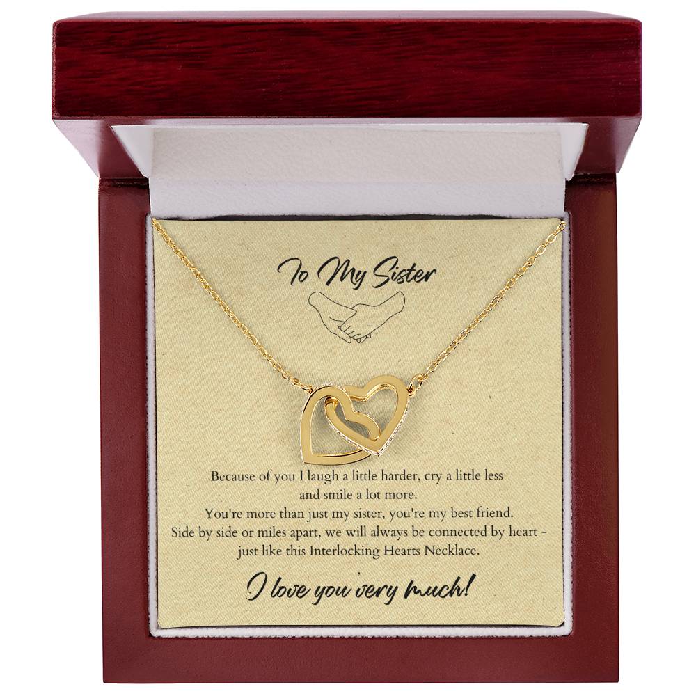 To My Sister Interlocking Hearts Necklace