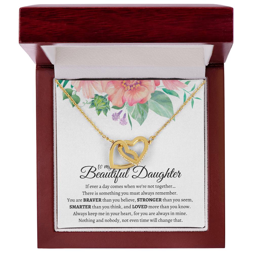 To My Beautiful Daughter - Luxurious Infinity Cube - So88 Interlocking Hearts Necklace