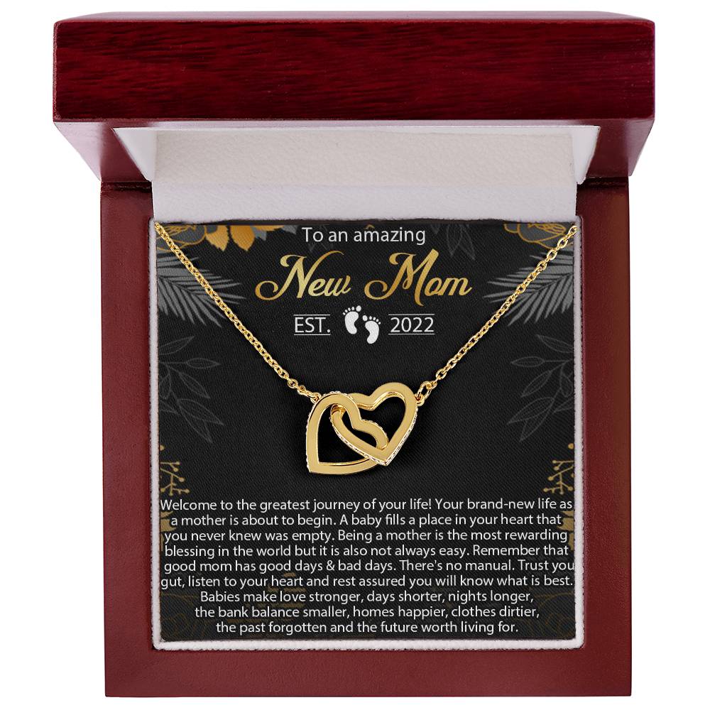 New Mom Necklace Mom Est 2022 Necklace First Time Mom Necklace Baby Shower Necklace Interlocking Hearts Necklace Gift For New Mom