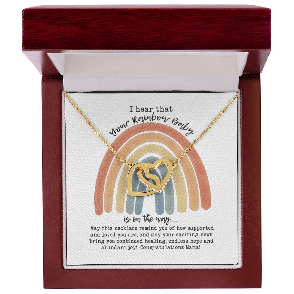 Rainbow Baby Necklace Interlocking Hearts Necklace