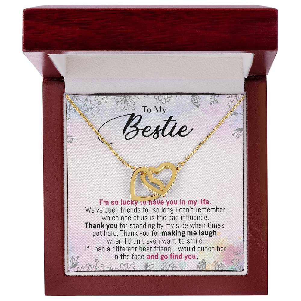 To My Bestie - I'M So Lucky To Have You In My Life Interlocking Hearts Necklace