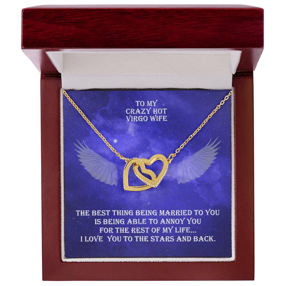 Hot Virgo Wife Interlocked Hearts Necklace With Personal Message Card And Jewelry Box. Interlocking Hearts Necklace