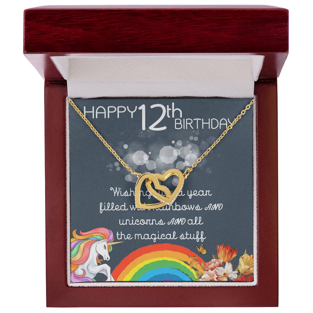 12Th Birthday Necklace Gifts For Girls Cute Unicorn 12 Years Old Girl Jewelry Gift For Daughter Niece Interlocking Necklace Xu246Il05 Interlocking Hearts Necklace