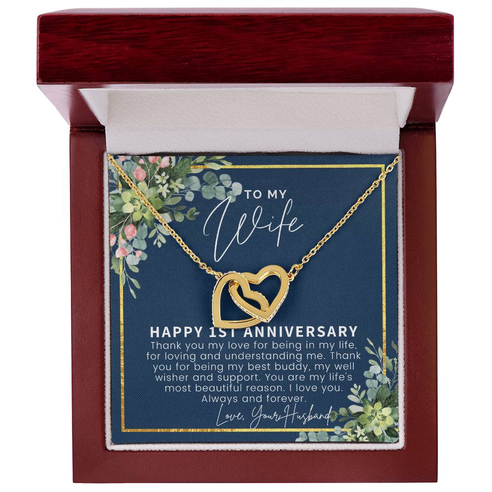 One Year Anniversary Gifts First Anniversary Gift For Her 1St Wedding Anniversary Gift For Wife First Year Anniversary Interlocking Hearts Necklace