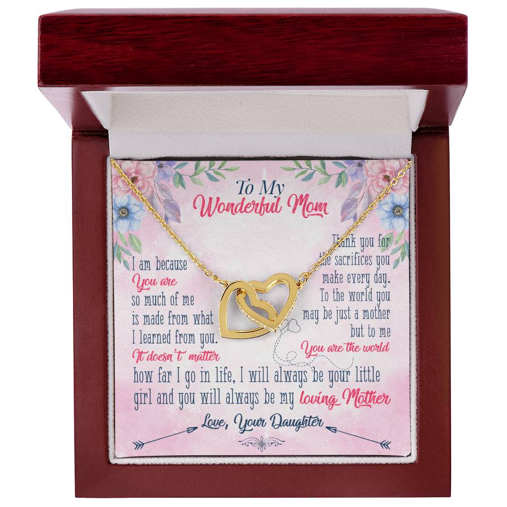 Best Gift For My Wonderful Mom Interlocking Hearts Necklace