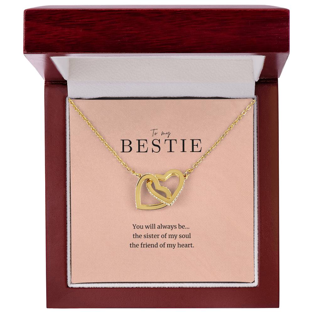 To My Bestie Cubic Zirconia Heart Necklace Interlocking Hearts Necklace