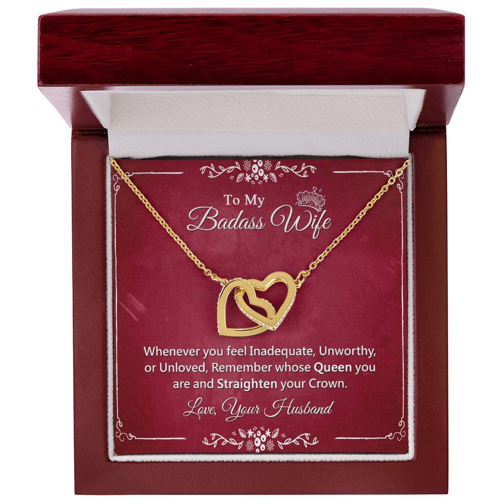 Awesome Gift For Badass Wife - Interlock Heart Necklace Interlocking Hearts Necklace