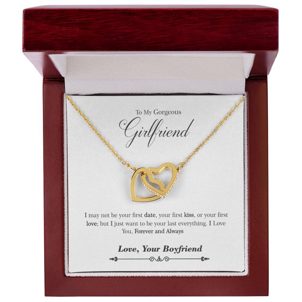 To My Gorgeous Girlfriend Necklace Gift Ideas Interlocking Hearts Necklace