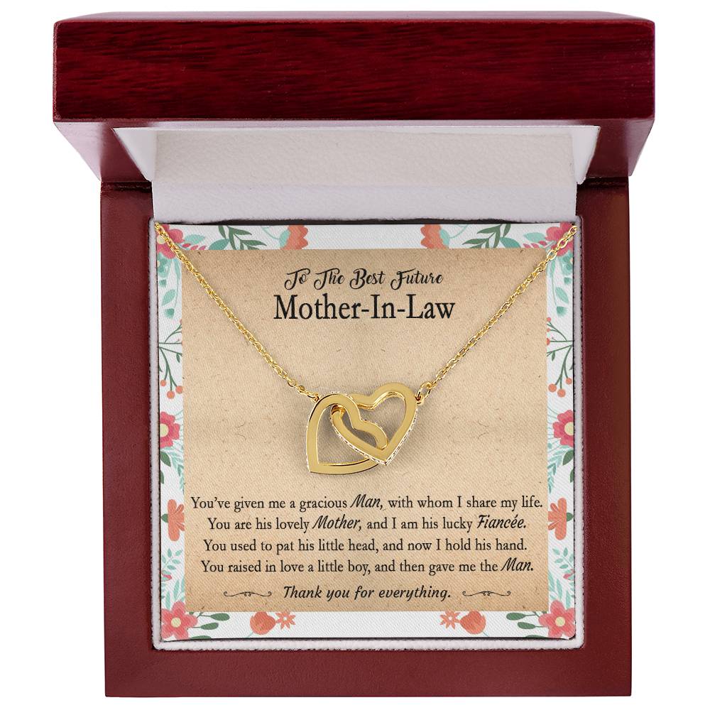 Gift For Future Mother-In-Law - You'Ve Given Me A Gracious Man 2 - Interlocking Interlocking Hearts Necklace