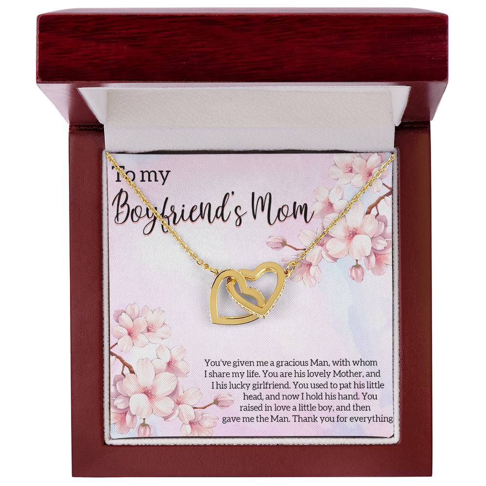 Boyfriends Mom Gift Necklace For Boyfriend Mom Boyfriends Mom Necklace With Message Card Jewelry Birthday Gift Boyfriend Mom Gifts Interlocking Hearts Necklace