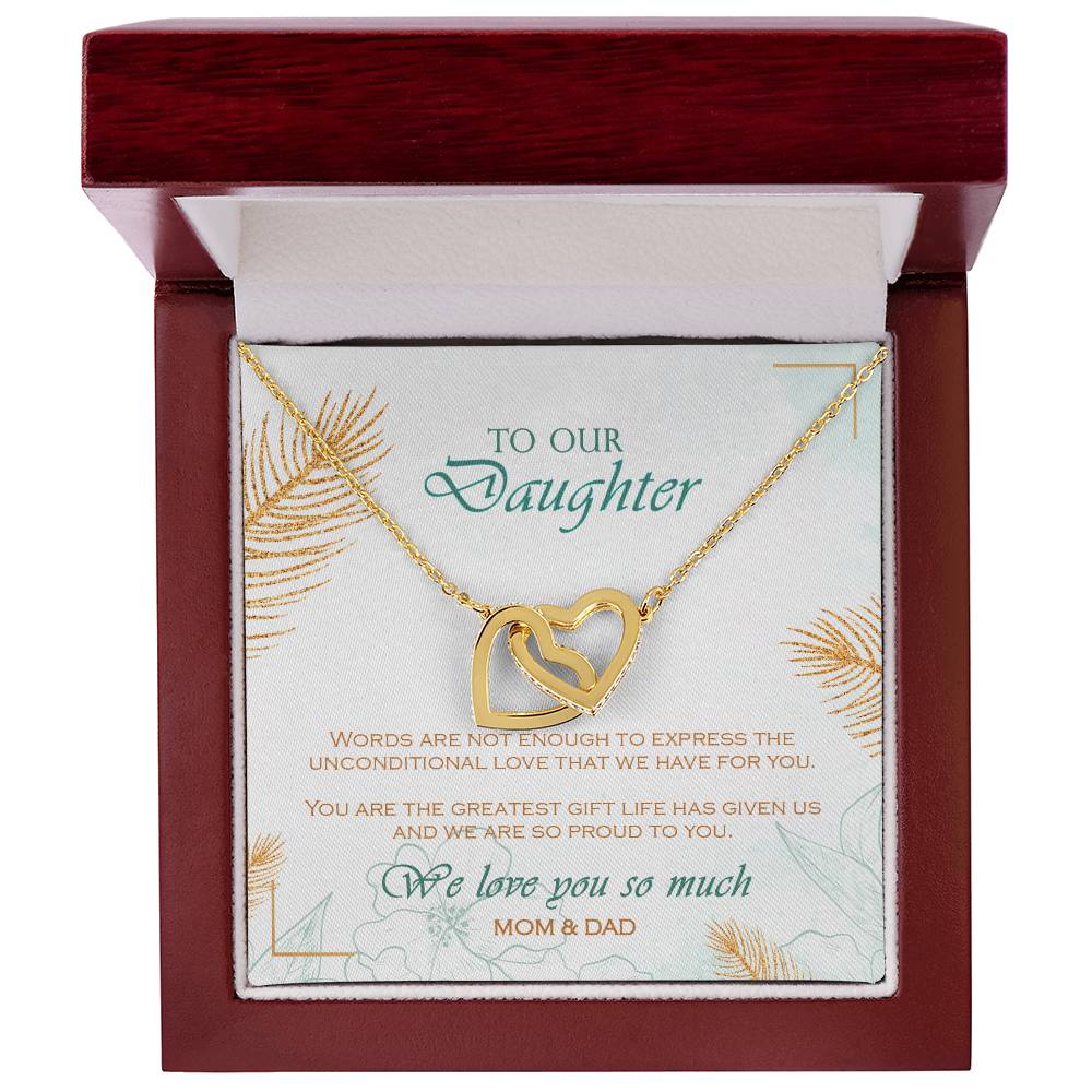 Interlocking Heart Necklace To Your Daughter – From Mom & Dad With Love – Jewelry Gift B1D9T5 Interlocking Hearts Necklace