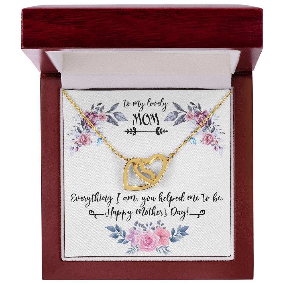 Gift For Mom For Mother'S Day Two Hearts Embellished With Cubic Zirconia Stones Mom Gift Idea To My Mother Mom Birthday Unique Love Message Interlocking Hearts Necklace