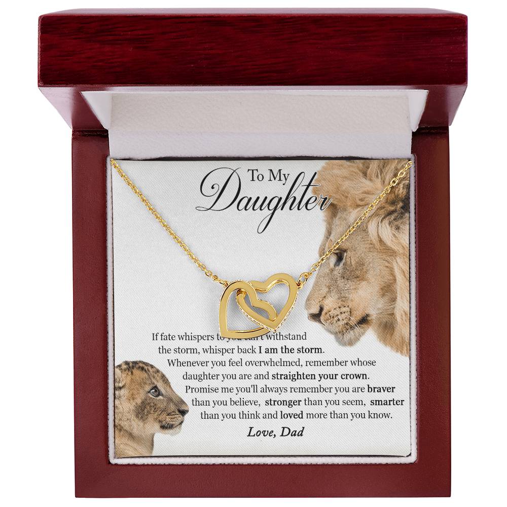 To My Daughter - Always Remember That I Love You Interlocking Hearts Necklace