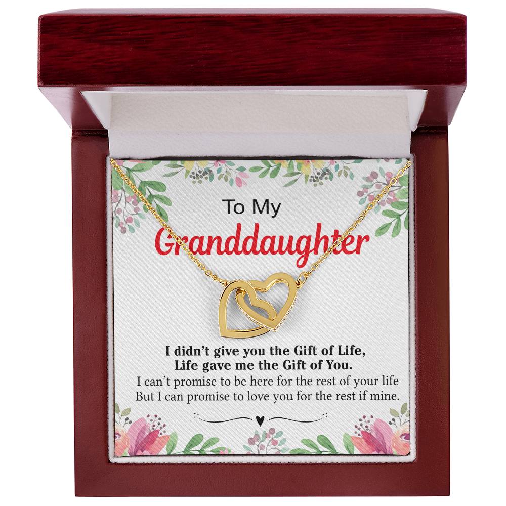 To My Granddaughter - I Love You For The Rest Of My Life Interlocking Hearts Necklace