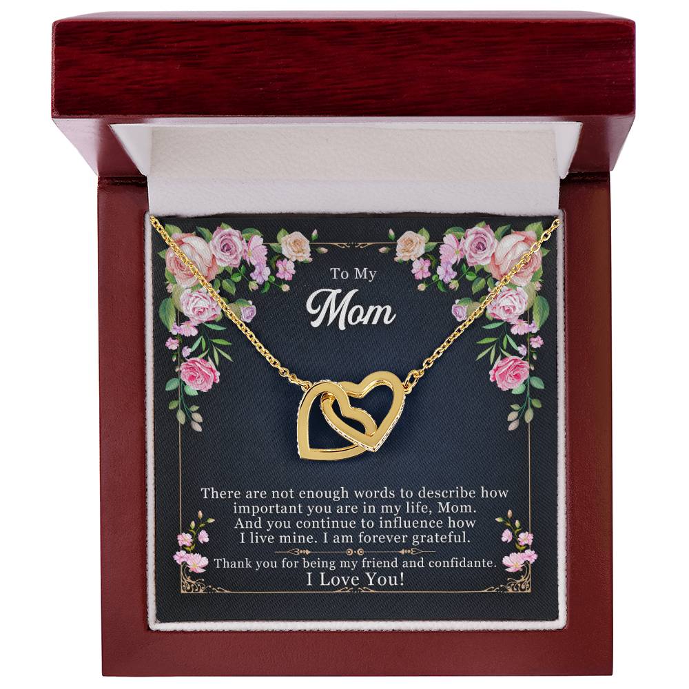 Mom - Friend And Confidante Interlocking Hearts Necklace