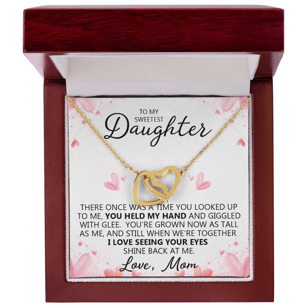 To My Daughter - You Are My Heart - Unique Heart Bonding Necklace Gift Set Interlocking Hearts Necklace