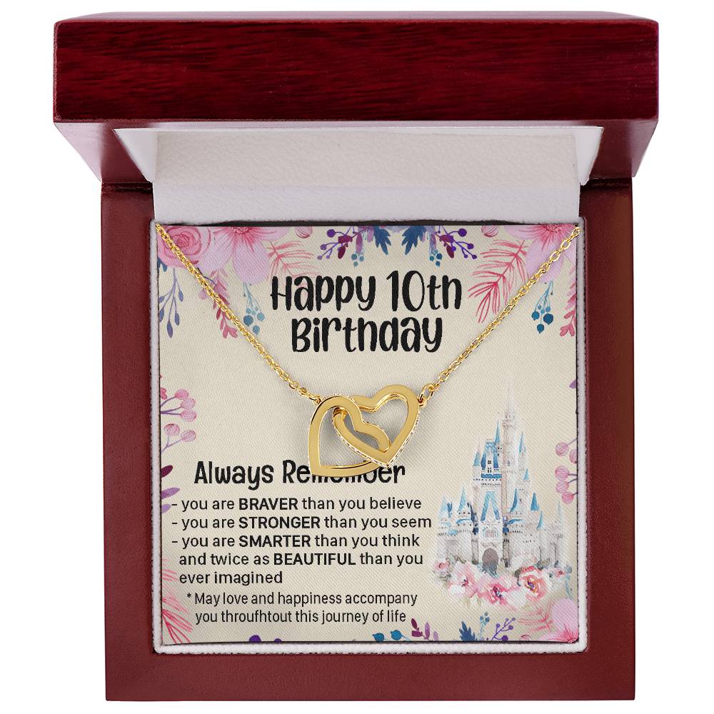 Happy 10Th Birthday Gift For Daughter Gift For 10 Years Old Birthday Teen Girl Daughter Necklace Gift Interlocking Hearts Necklace