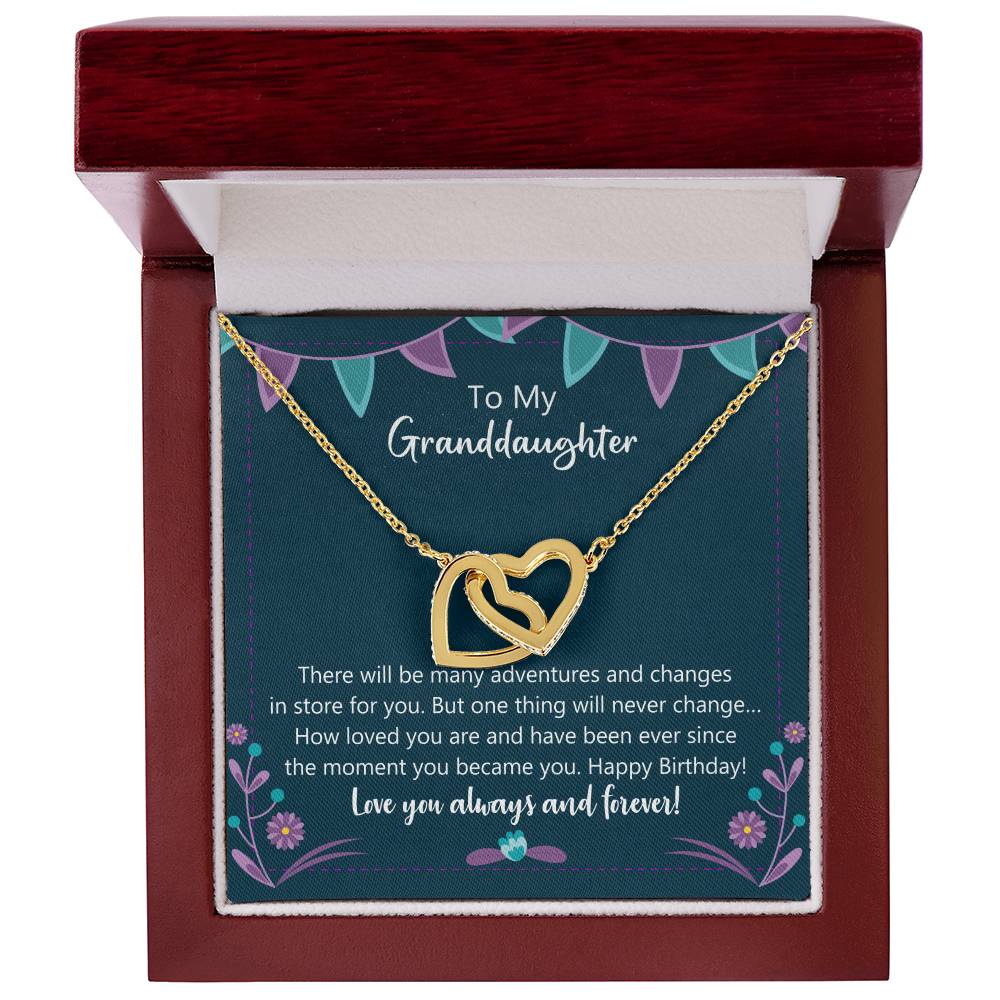 Happy Birthday My Granddaughter Interlocking Hearts Necklace