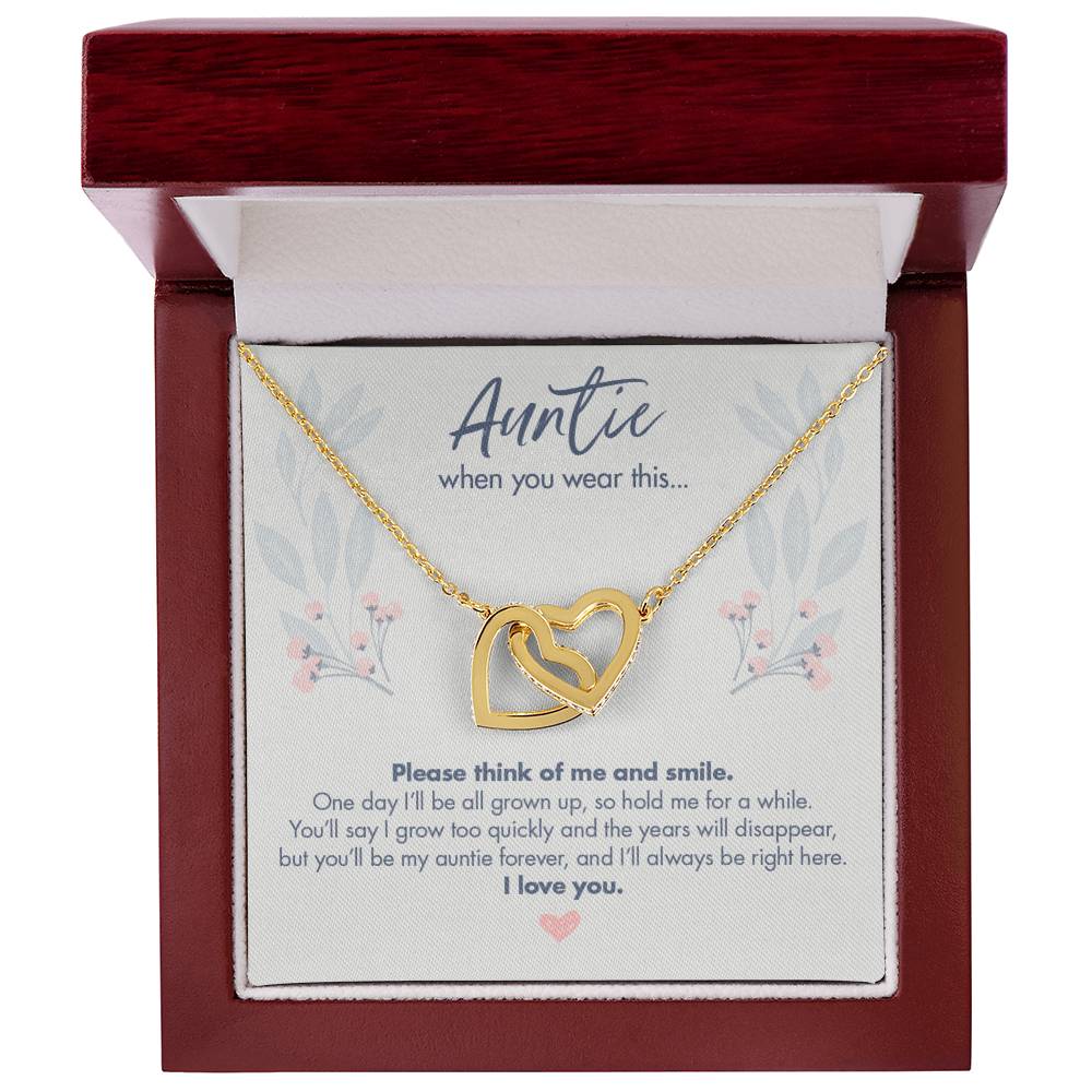 Gift From Baby Or Toddler To Aunt - Auntie When You Wear This Necklace Interlocking Hearts Necklace