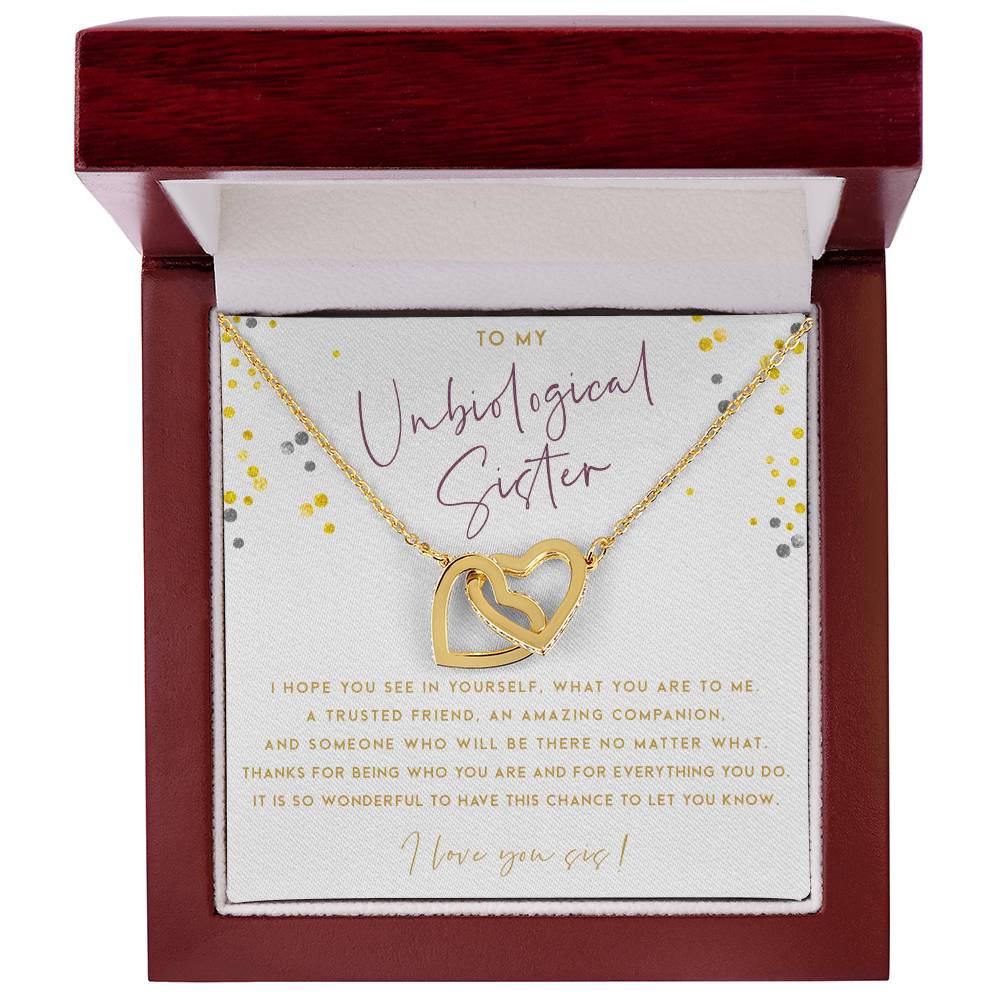 To My Unbiological Sister! Interlocking Hearts Necklace