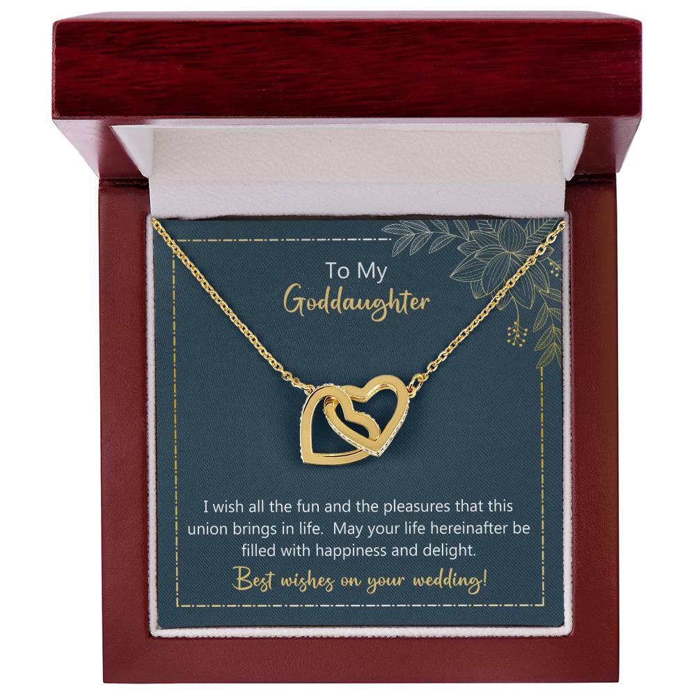 To My Goddaughter May Your Life Filled With Happiness And Delight Necklace Interlocking Hearts Necklace