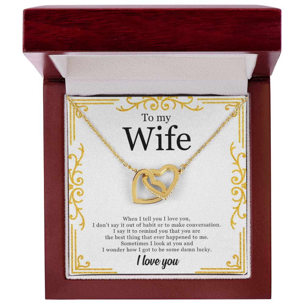 To My Wife - Two Hearts In Love Interlocking Hearts Necklace