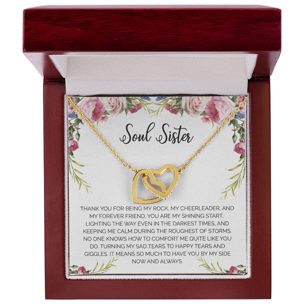 Soul Sister Unbiological Sister Necklace Sorority Sister Sister In Law Necklace Interlocking Hearts Necklace
