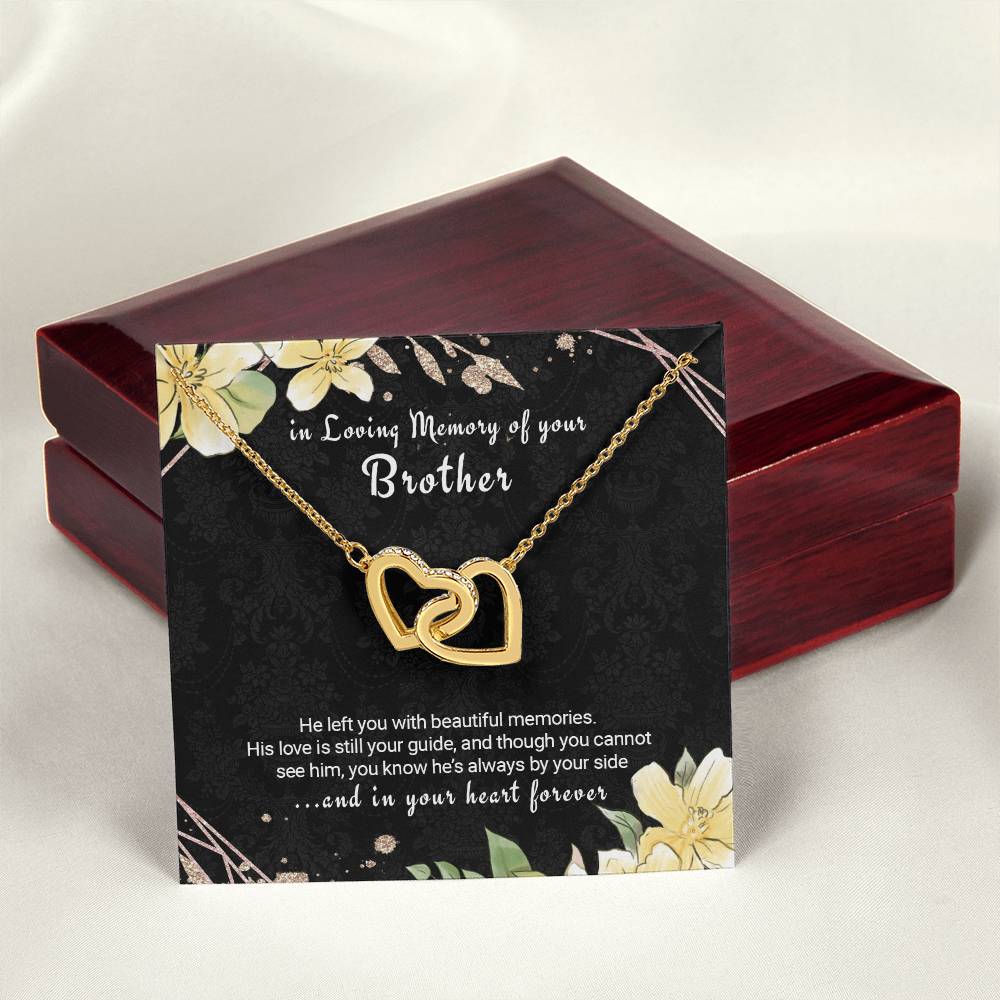 In Memory Brother Necklace Twin Hearts Sympathy Gift For Loss Of Brother Interlocking Hearts Necklace