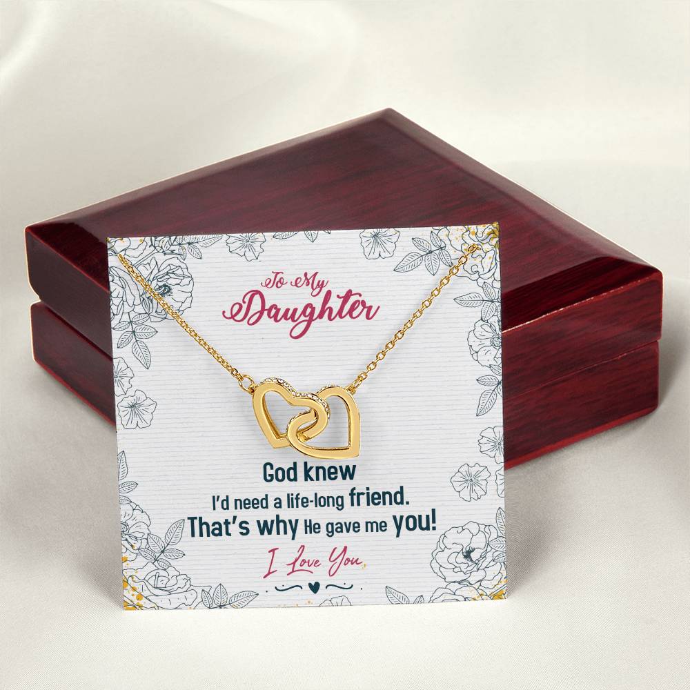 To My Daughter Interlocking Hearts Necklace