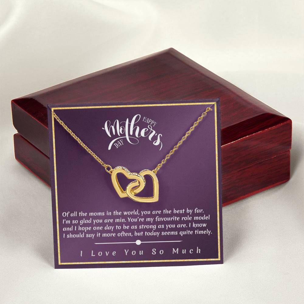 Mother'S Day - I'M So Glad You Are Min Interlocking Hearts Necklace