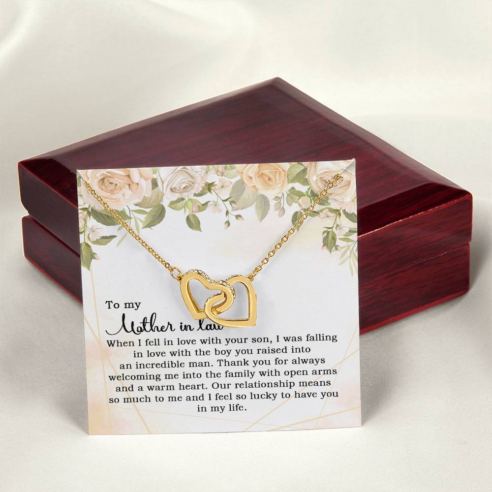 To My Mother In Law When I Fell In Love With Your Son Interlocking Hearts Necklace