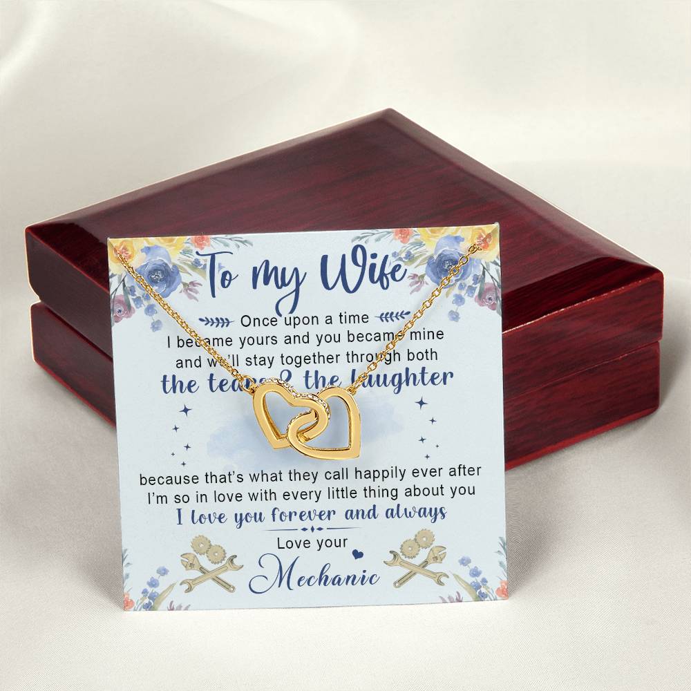 Gift For The Wife'S Mechanic Interlocking Hearts Necklace