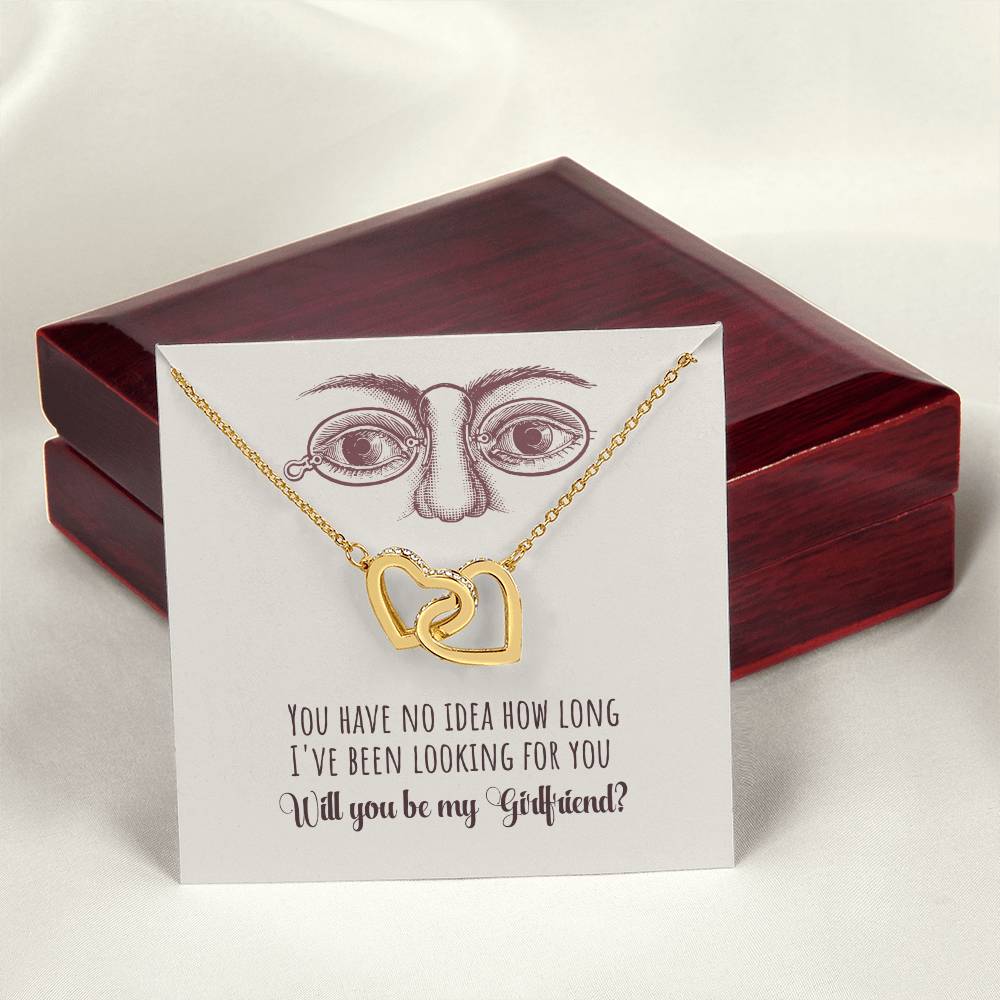 Will You Be My Girlfriend Gift Girlfriend Proposal Idea Interlocking Hearts Necklace