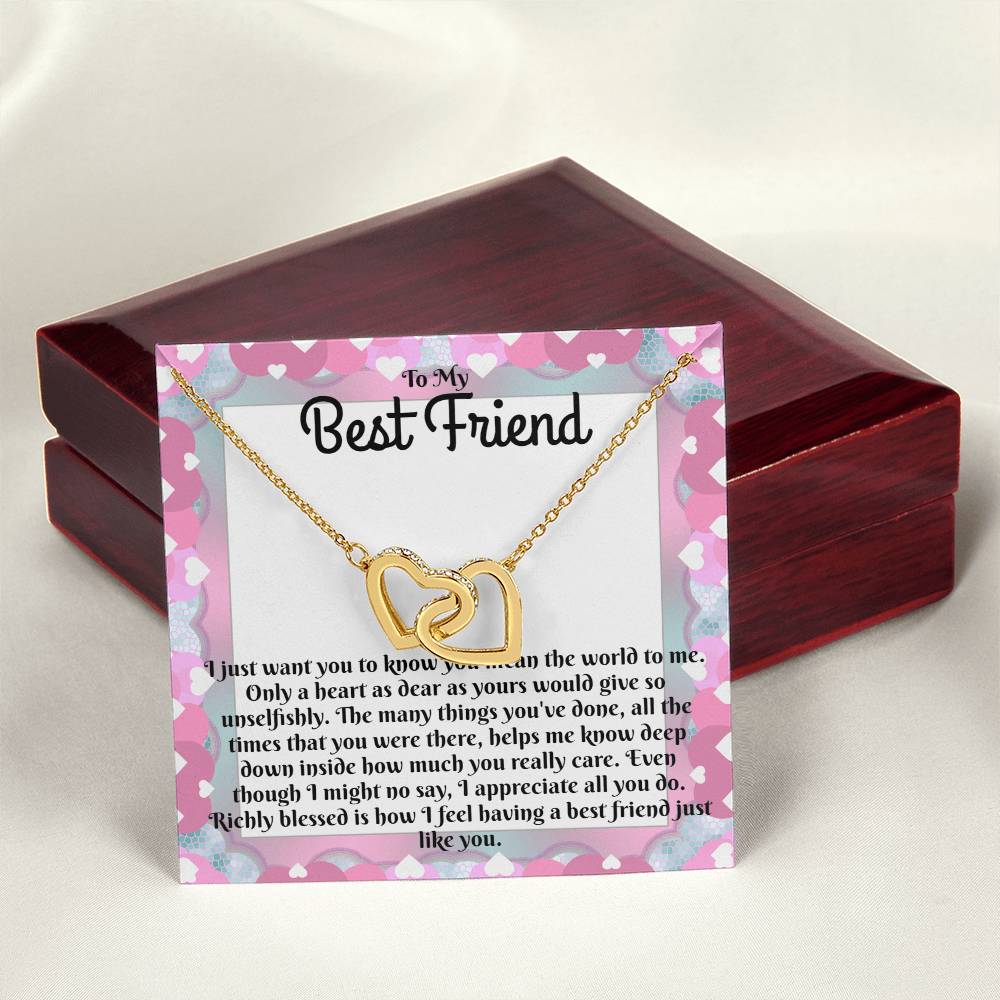 To My Best Friend - Sparkling Interlocking Hearts Necklace