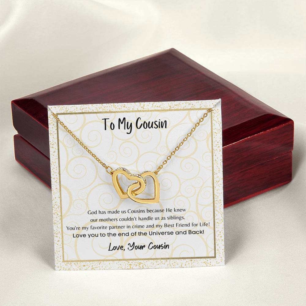To My Cousin Interlocking Hearts Necklace