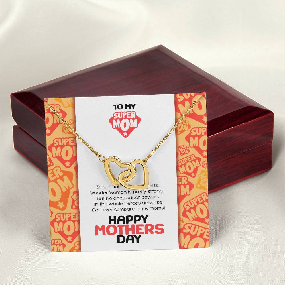 Super Mom Mothers Day Gift Necklace Interlocking Hearts Necklace