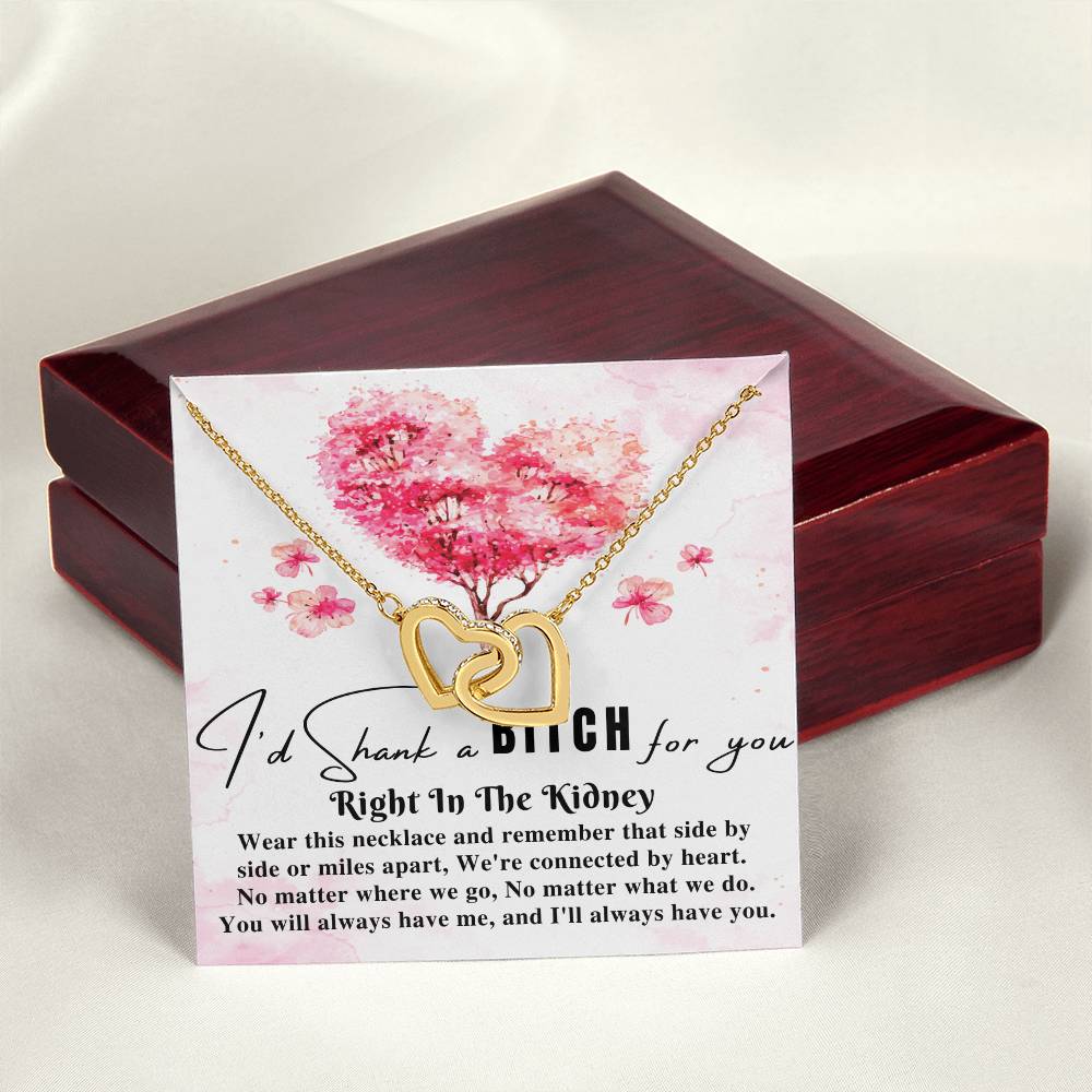 Funny Gift For Best Friend Woman I'D Shank A Bitch For You Right In The Kidney Birthday Gift For Her Necklace Gift For Sister Two Hearts Interlocking Hearts Necklace