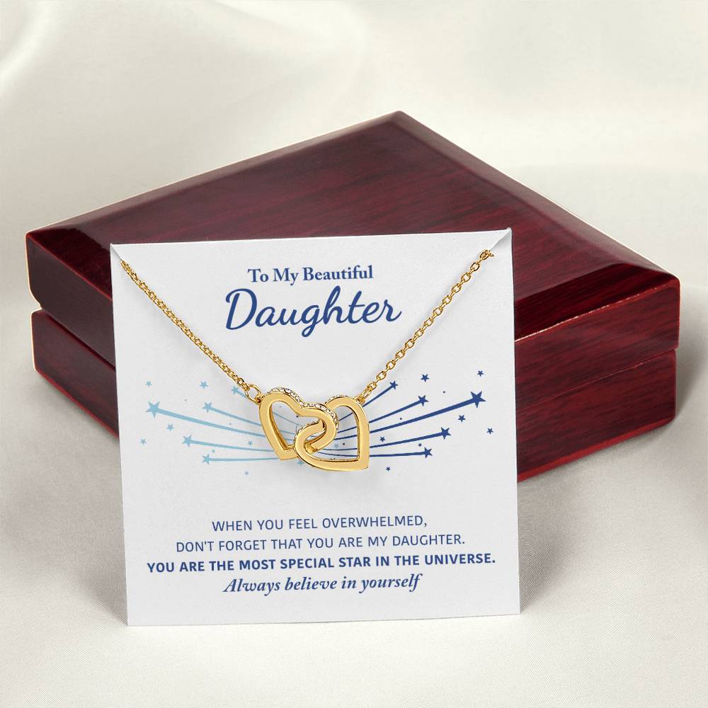 My Beautiful Daughter - Keep Me In Your Heart - Interlocking Heart Necklace Interlocking Hearts Necklace