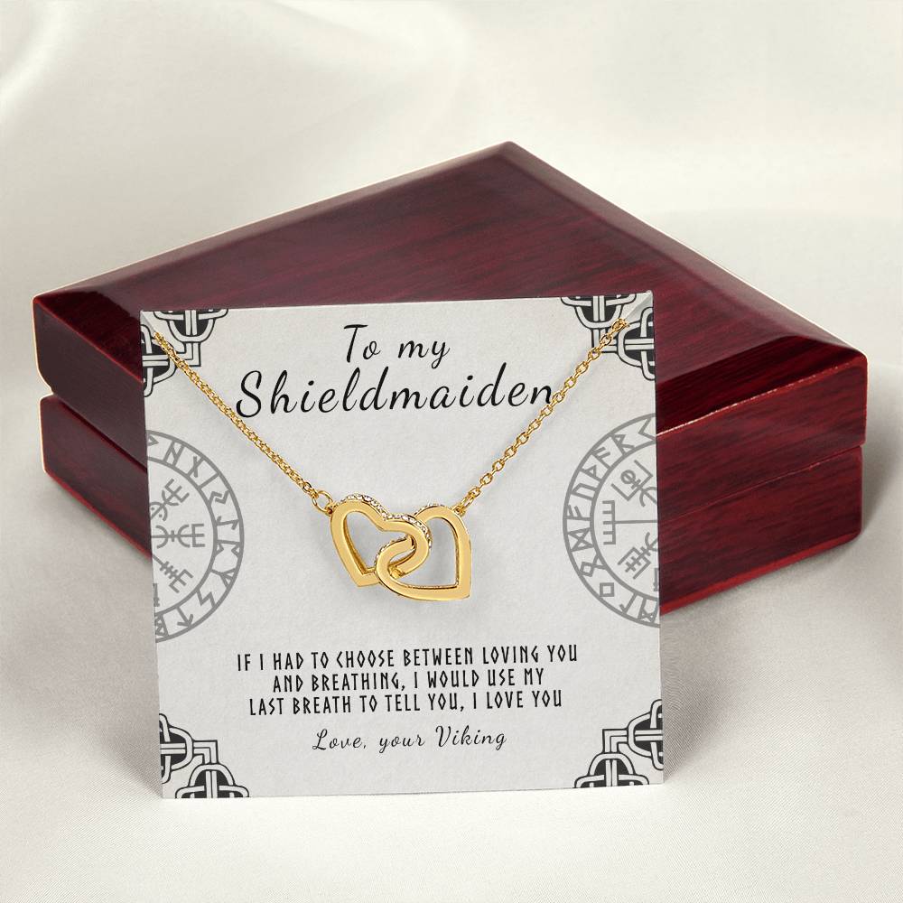 To My Shieldmaiden - I Love You Interlocking Hearts Necklace