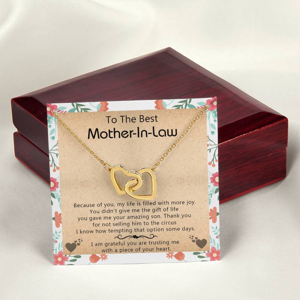 Gift For Mother-In-Law - My Life Is Filled With More Joy - Interlocking Interlocking Hearts Necklace