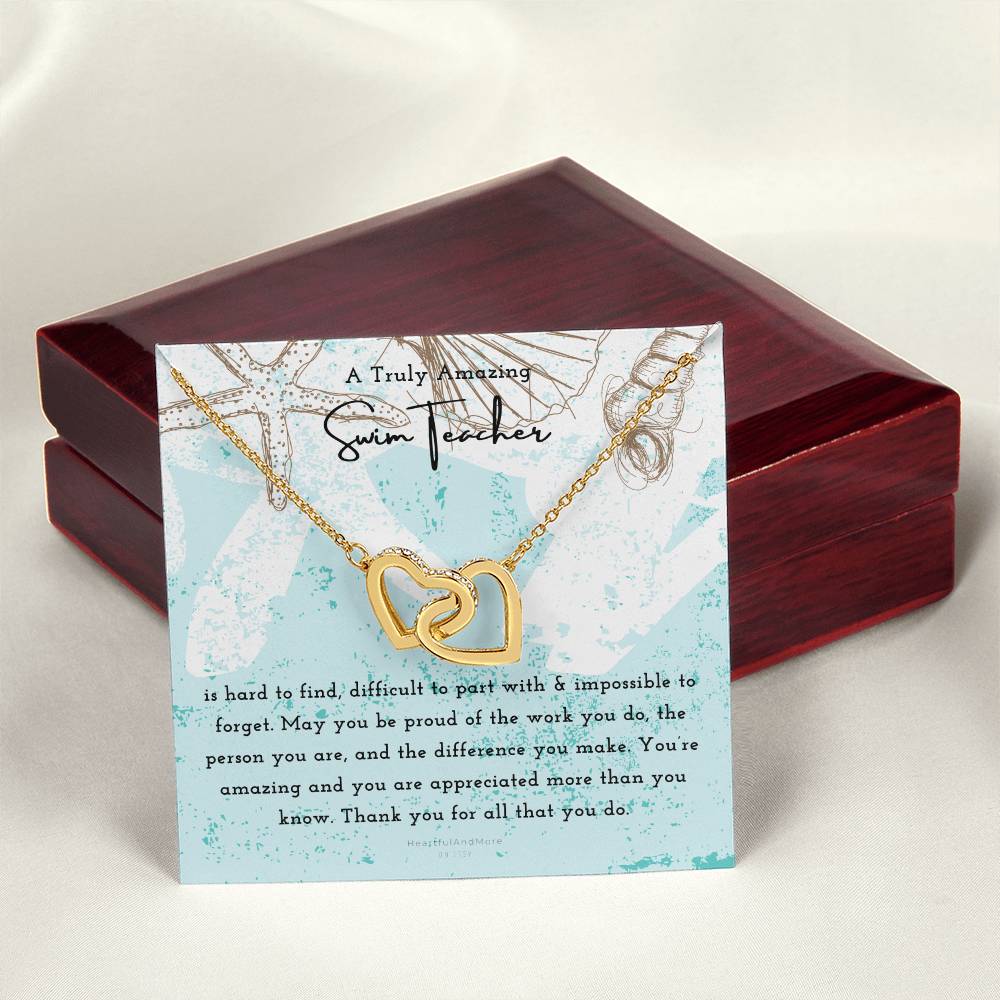 Gift For Swim Teacher Swim Teacher Appreciation Gift A Truly Amazing Swim Teacher Gift Interlocking Hearts Necklace