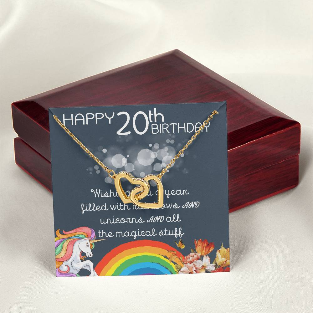 20Th Birthday Necklace Gifts For Girls Cute Unicorn 20 Years Old Girl Jewelry Gift For Daughter Niece Interlocking Necklace Xu246Il13 Interlocking Hearts Necklace