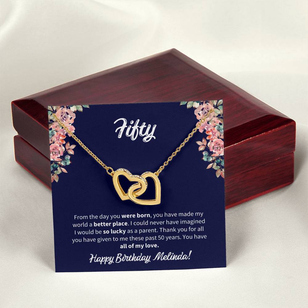 Fifty Birthday All Of My Love Interlocked Hearts Necklace Interlocking Hearts Necklace
