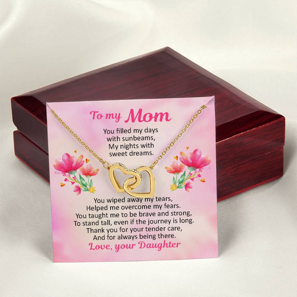 To My Mom - Sunbeams And Sweet Dreams - Necklace Interlocking Hearts Necklace