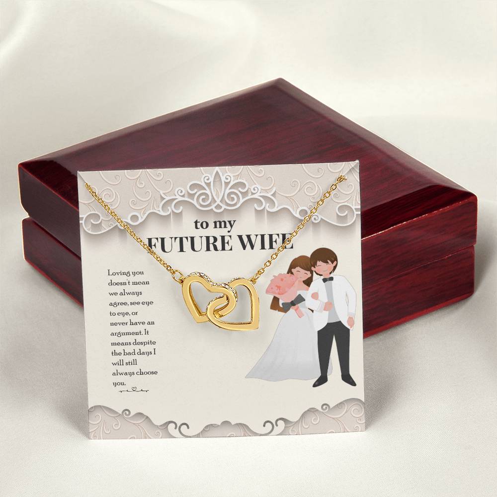 Two Hearts For Wife Interlocking Hearts Necklace