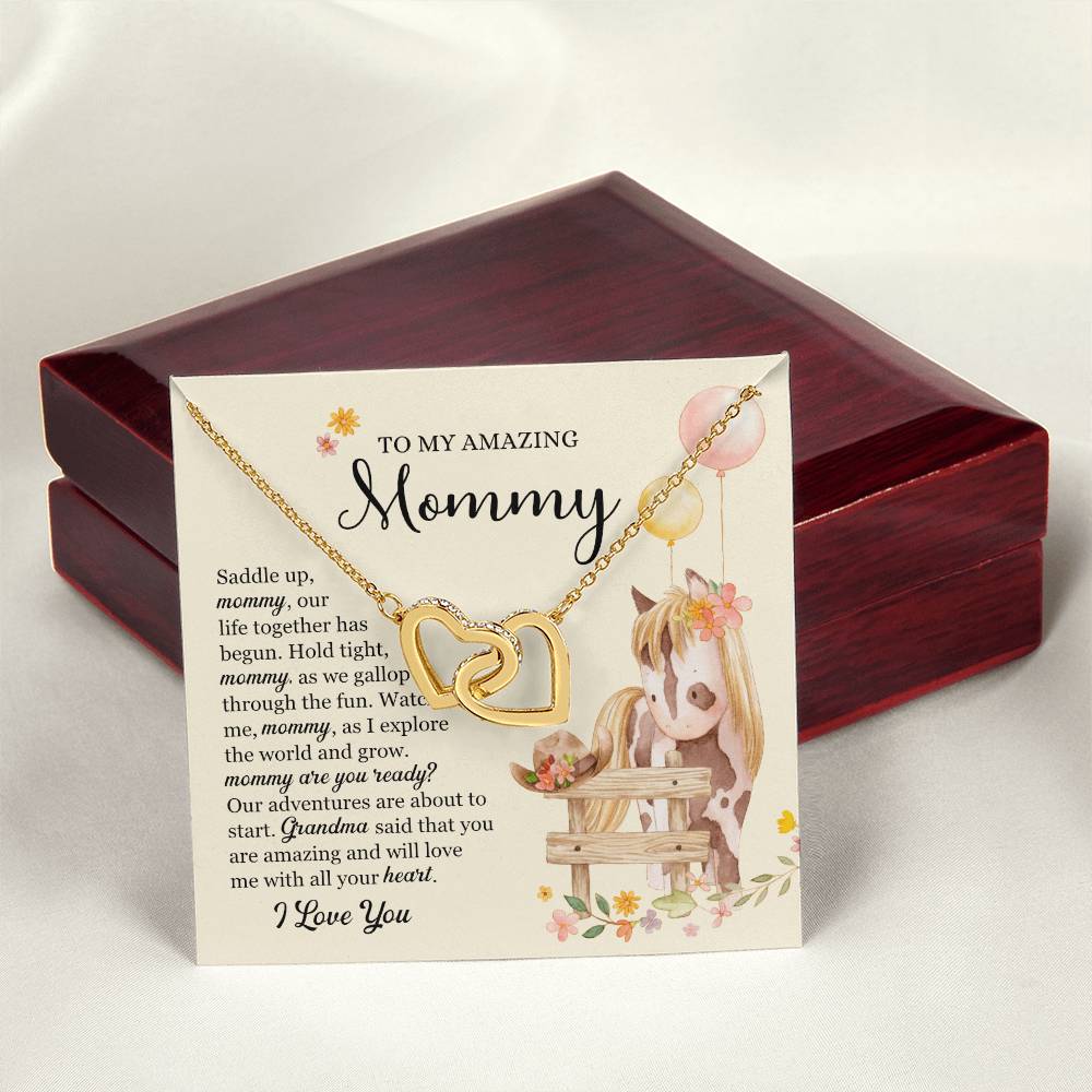 Saddle Up Amazing Mommy Necklace Interlocking Hearts Necklace