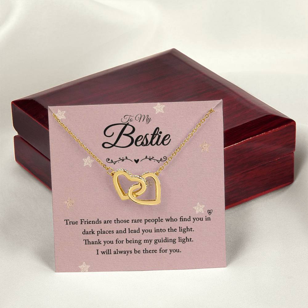 To My Bestie - I Will Always Be There For You - Interlocking Hearts Necklace