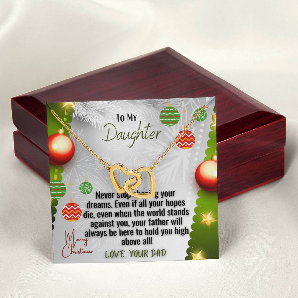 Christmas Necklace From Dad To Daughter Interlocking Hearts Necklace